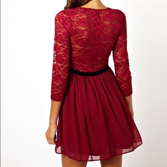 ASOS V-Neck Lace Scallop Skater Dress Never Worn holiday season - Picture 3 of 7